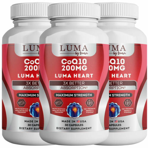 Luma Heart Health Coenzyme CoQ10 200mg High Absorption Capsules - 30
